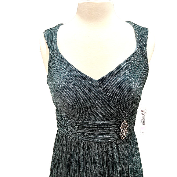 R&M RIchards Formal Dress Empire Waist Halter Gown sz 6 Style 9579 Blue Prom NWT - Picture 2 of 12